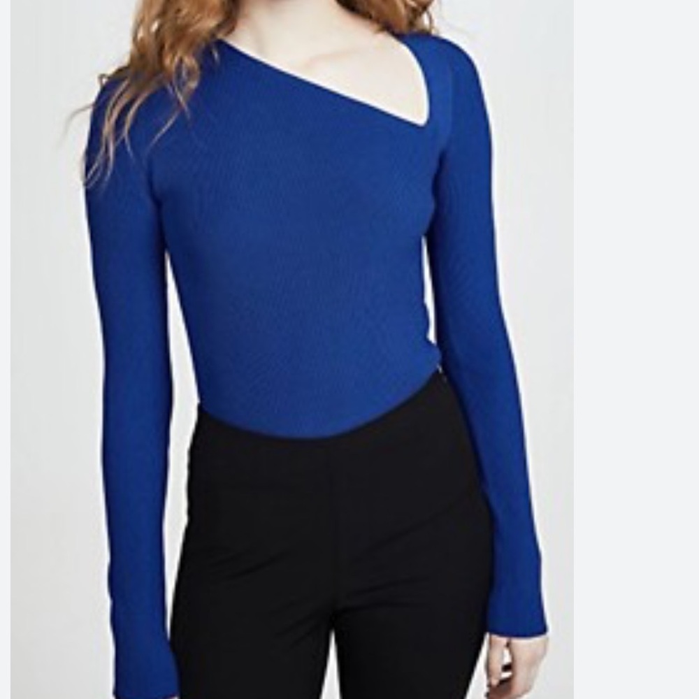 Helmut Lang Cobalt Blue Asymmetrical Sweater